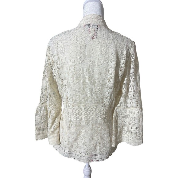 Bandolino Lace Crotchet Cardigan Sweater Romantic Preppy Sz 8 - Picture 15 of 16